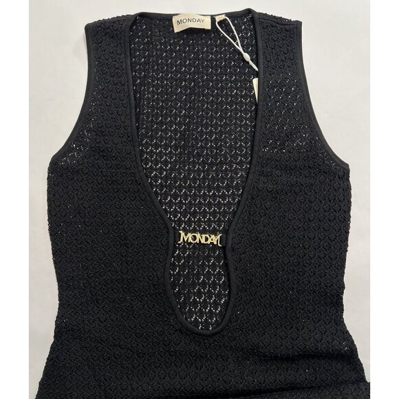 MONDAY Swimwear Monte Carlo Tie Dress in Black Lace Crochet - Picture 4 of 5